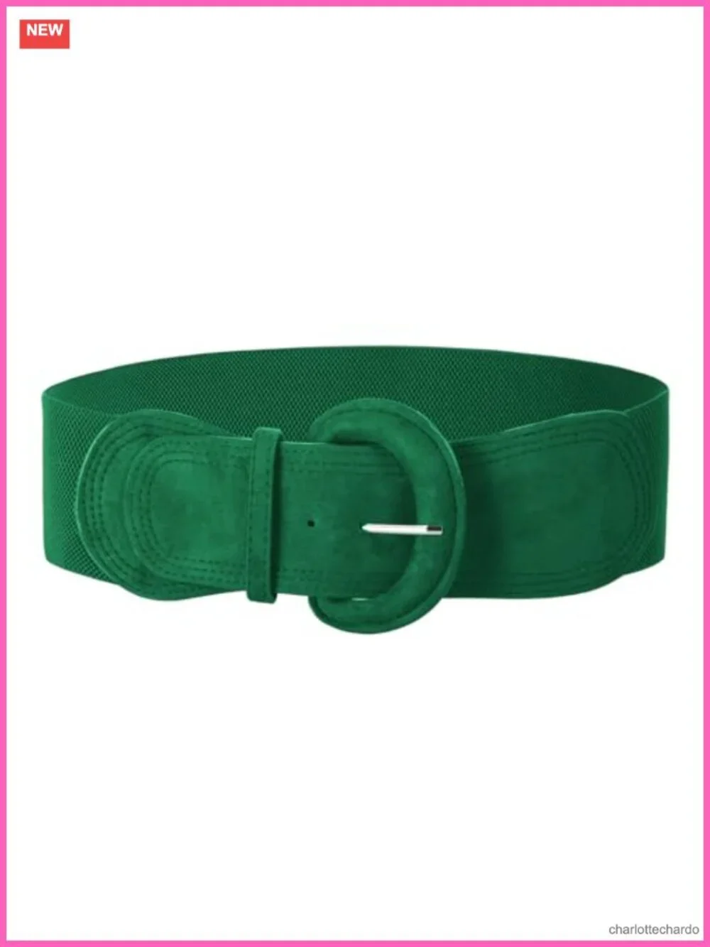 Women's Wide Stretchy Suede Belt with Faux Leather Buckle